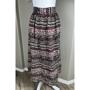 Vtg Lee David Midi Skirt Womens Large Pull On Cottage Core Floral Print Long